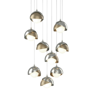 Hubbardton Forge 131105 Brooklyn 9-Light Double Shade Round Pendant - Long - Crescent Harbor