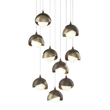 Hubbardton Forge 131105 Brooklyn 9-Light Double Shade Round Pendant - Long - Crescent Harbor