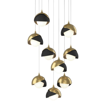 Hubbardton Forge 131105 Brooklyn 9-Light Double Shade Round Pendant - Long - Crescent Harbor
