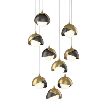Hubbardton Forge 131105 Brooklyn 9-Light Double Shade Round Pendant - Long - Crescent Harbor