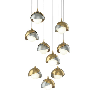 Hubbardton Forge 131105 Brooklyn 9-Light Double Shade Round Pendant - Long - Crescent Harbor