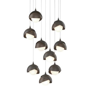 Hubbardton Forge 131105 Brooklyn 9-Light Double Shade Round Pendant - Long - Crescent Harbor