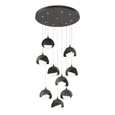 Hubbardton Forge 131105 Brooklyn 9-Light Double Shade Round Pendant - Standard - Crescent Harbor