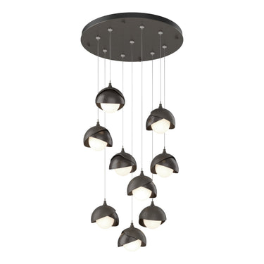 Hubbardton Forge 131105 Brooklyn 9-Light Double Shade Round Pendant - Standard - Crescent Harbor