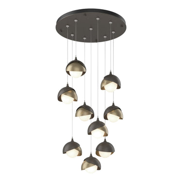 Hubbardton Forge 131105 Brooklyn 9-Light Double Shade Round Pendant - Standard - Crescent Harbor