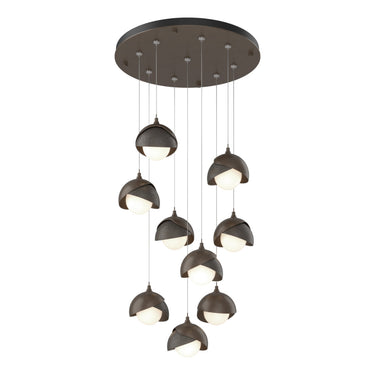 Hubbardton Forge 131105 Brooklyn 9-Light Double Shade Round Pendant - Standard - Crescent Harbor