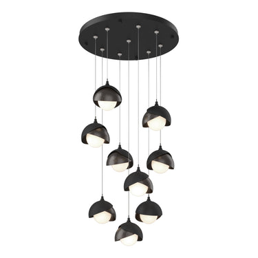 Hubbardton Forge 131105 Brooklyn 9-Light Double Shade Round Pendant - Standard - Crescent Harbor