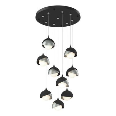 Hubbardton Forge 131105 Brooklyn 9-Light Double Shade Round Pendant - Standard - Crescent Harbor