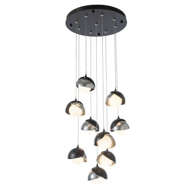 Hubbardton Forge 131105 Brooklyn 9-Light Double Shade Round Pendant - Standard - Crescent Harbor