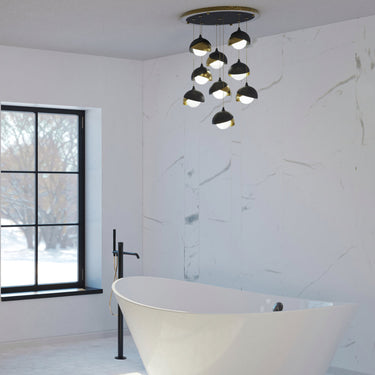 Hubbardton Forge 131105 Brooklyn 9-Light Double Shade Round Pendant - Standard - Crescent Harbor