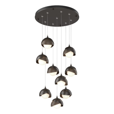 Hubbardton Forge 131105 Brooklyn 9-Light Double Shade Round Pendant - Standard - Crescent Harbor
