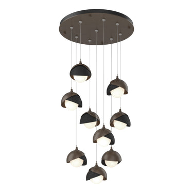 Hubbardton Forge 131105 Brooklyn 9-Light Double Shade Round Pendant - Standard - Crescent Harbor