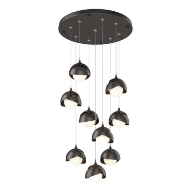 Hubbardton Forge 131105 Brooklyn 9-Light Double Shade Round Pendant - Standard - Crescent Harbor
