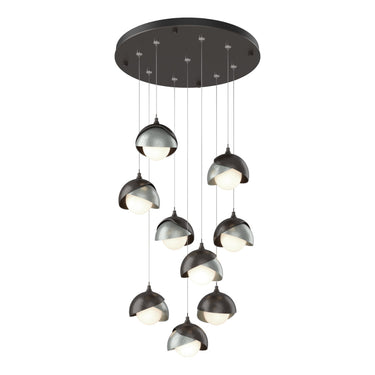 Hubbardton Forge 131105 Brooklyn 9-Light Double Shade Round Pendant - Standard - Crescent Harbor