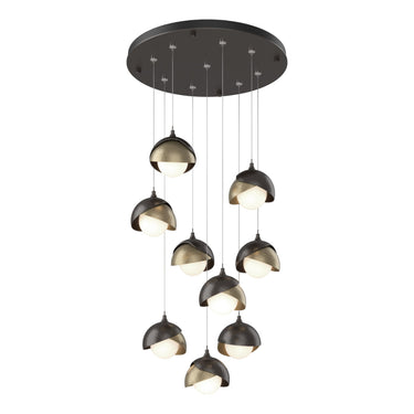Hubbardton Forge 131105 Brooklyn 9-Light Double Shade Round Pendant - Standard - Crescent Harbor