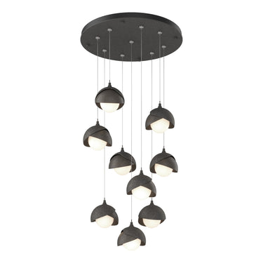 Hubbardton Forge 131105 Brooklyn 9-Light Double Shade Round Pendant - Standard - Crescent Harbor