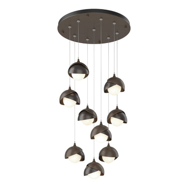 Hubbardton Forge 131105 Brooklyn 9-Light Double Shade Round Pendant - Standard - Crescent Harbor