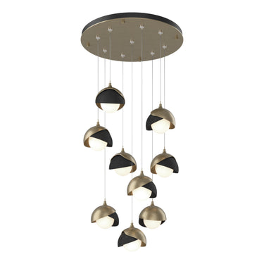 Hubbardton Forge 131105 Brooklyn 9-Light Double Shade Round Pendant - Standard - Crescent Harbor