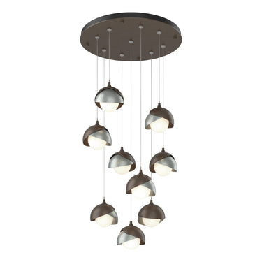 Hubbardton Forge 131105 Brooklyn 9-Light Double Shade Round Pendant - Standard - Crescent Harbor