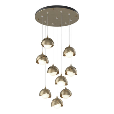 Hubbardton Forge 131105 Brooklyn 9-Light Double Shade Round Pendant - Standard - Crescent Harbor