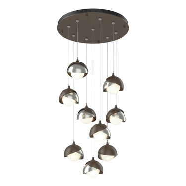 Hubbardton Forge 131105 Brooklyn 9-Light Double Shade Round Pendant - Standard - Crescent Harbor