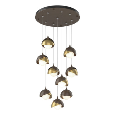Hubbardton Forge 131105 Brooklyn 9-Light Double Shade Round Pendant - Standard - Crescent Harbor