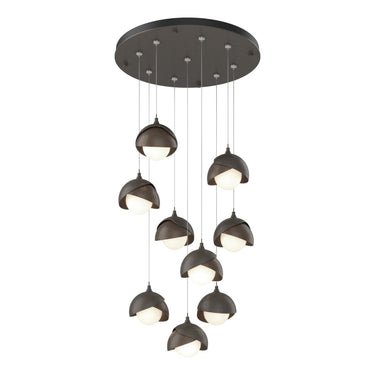 Hubbardton Forge 131105 Brooklyn 9-Light Double Shade Round Pendant - Standard - Crescent Harbor
