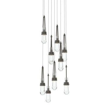 Hubbardton Forge 131108 Link 9-Light Clear Glass Round Pendant 4