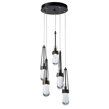 Hubbardton Forge 131127-ZM Link 5-Light Clear Glass Pendant 1