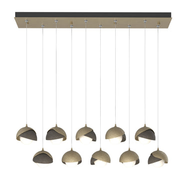 Hubbardton Forge 131205 Brooklyn 10-Light Double Shade Rectangular Pendant - Standard - Crescent Harbor