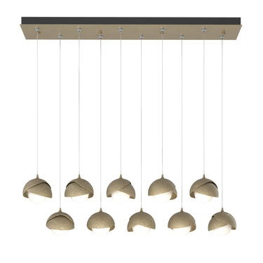 Hubbardton Forge 131205 Brooklyn 10-Light Double Shade Rectangular Pendant - Standard - Crescent Harbor