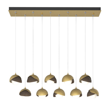 Hubbardton Forge 131205 Brooklyn 10-Light Double Shade Rectangular Pendant - Standard - Crescent Harbor