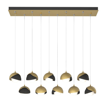 Hubbardton Forge 131205 Brooklyn 10-Light Double Shade Rectangular Pendant - Standard - Crescent Harbor