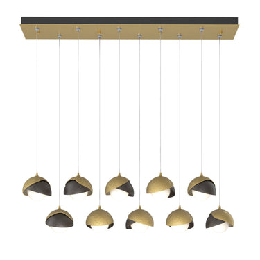 Hubbardton Forge 131205 Brooklyn 10-Light Double Shade Rectangular Pendant - Standard - Crescent Harbor