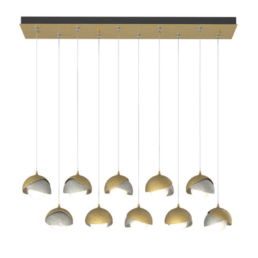 Hubbardton Forge 131205 Brooklyn 10-Light Double Shade Rectangular Pendant - Standard - Crescent Harbor