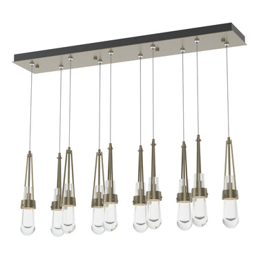 Hubbardton Forge 131207 Link 10-Light Clear Glass Rectangular Pendant 12