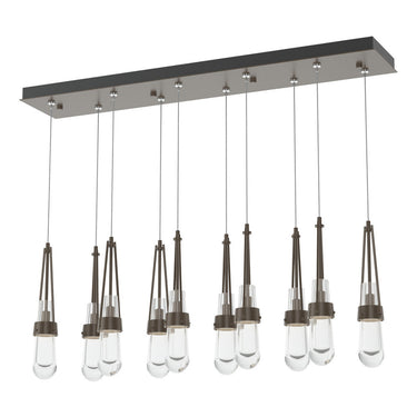 Hubbardton Forge 131207 Link 10-Light Clear Glass Rectangular Pendant 1
