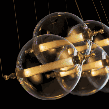 Hubbardton Forge 134409-STND-31 Otto Sphere 5 Light Standard Pendant in Brass