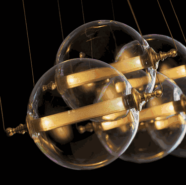 Hubbardton Forge 134409-STND-31 Otto Sphere 5 Light Standard Pendant in Brass