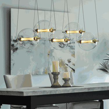 Hubbardton Forge 134409-STND-31 Otto Sphere 5 Light Standard Pendant in Brass