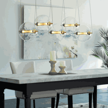 Hubbardton Forge 134409-STND-31 Otto Sphere 5 Light Standard Pendant in Brass