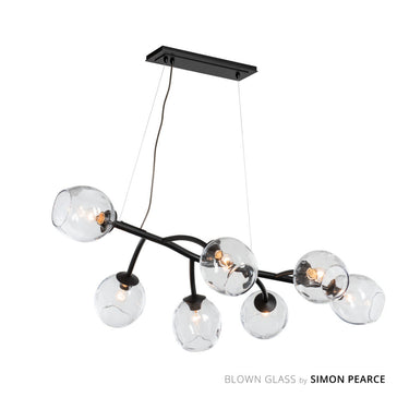 Hubbardton Forge 138573 Vine 7 Light Incandescent Pendant in Simon Pearce Glass with Standard Pipe Length 1