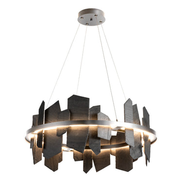 Hubbardton Forge 139665 Ardesia Circular LED Pendant in Slate Accent with Standard Pipe Length 7
