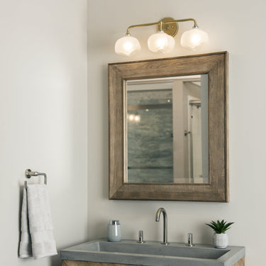 Hubbardton Forge 201342 Ume 3-Light Curved Arm Bath Sconce - Modern Brass Finish - Crescent Harbor