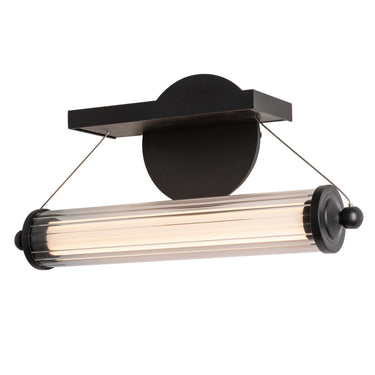 Hubbardton Forge 209105 Libra LED Sconce in Clear Glass with Wood Black Accent 1