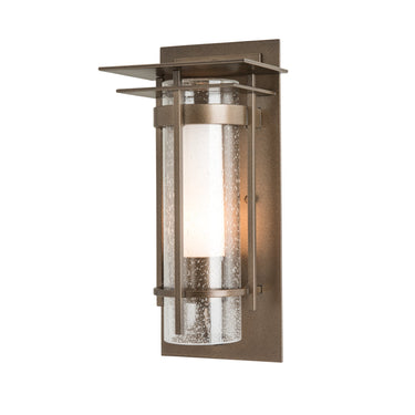 Hubbardton Forge 305996 Banded Seeded Glass Small Outdoor Sconce with Top Plate 3