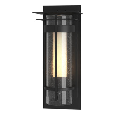 Hubbardton Forge 305996 Banded Seeded Glass Small Outdoor Sconce with Top Plate 1