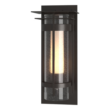 Hubbardton Forge 305997 Banded Seeded Glass with Top Plate Outdoor Sconce 6