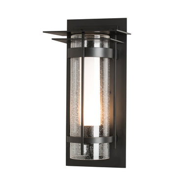 Hubbardton Forge 305997 Banded Seeded Glass with Top Plate Outdoor Sconce 1