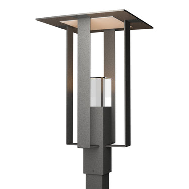 Hubbardton Forge 344830 Shadow Box Outdoor 1 Light Incandescent Post Light in Clear Glass with Silver Accent 2